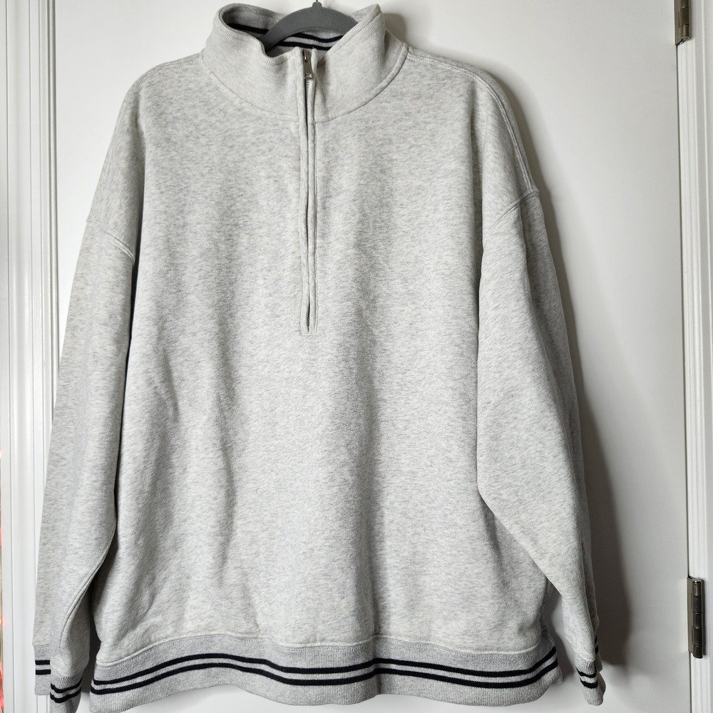 Abercrombie & Fitch Soft Max Essentials Half Zip Sweatshirt Gray XL Sporty Comfy